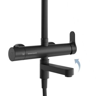 Душевая стойка Kerama Marazzi Fonte FO.202.KM.BLK.M на три потока с поворотным изливом и механическим смесителем чёрный матовый