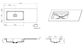 Раковина-моноблок Armadi Art Quatro 793-120-D-L чаша слева 120 см бежевый