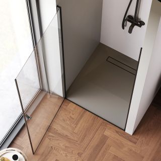 Душевая дверь AM.PM Sunny W87G-90-1P-BT прозрачное стекло профиль черный матовый 90x190