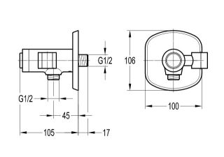 Штуцер с держателем и кнопочным переключателем для подачи воды Cezares GLOBO-F-AIV1-B-01