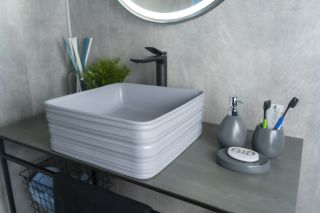 Раковина Gid Gm965 53338 накладная серая матовая 38.5x38.5x13.5