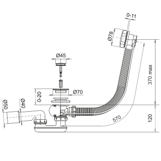 Слив-перелив WHITECROSS SPWC60NIB 60 см брашированный никель
