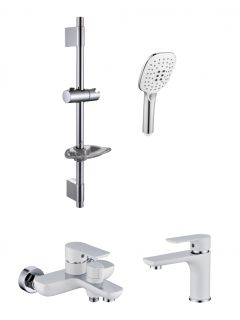 Набор для ванны 3 в 1 Grocenberg GB1009 Белый хром