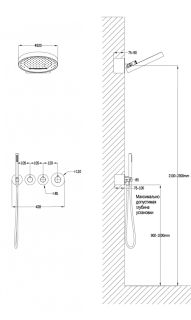 Душевая система скрытого монтажа Grocenberg GB5020MG с Термостатом Vernet (Франция) Матовое золото