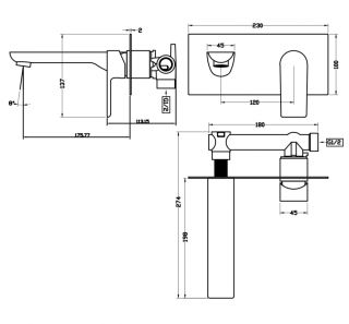Смеситель встраиваемый для раковины Grocenberg GB599 Хром