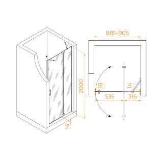 Душевая дверь RGW HO-014 350601409-11 90см хром
