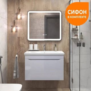 Тумба под раковину подвесная Vigo Grani 166 80 см белый