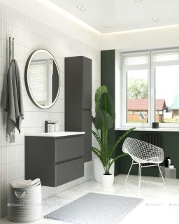 Тумба под раковину Aquanet Эмбер 330468 80 см чёрный матовый