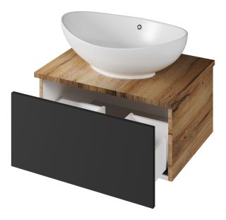 Подвесная тумба под раковину Misty Ива 60см графит/дуб Вотан