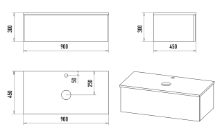 Подвесная тумба под раковину Misty Ива 90см графит/дуб Вотан