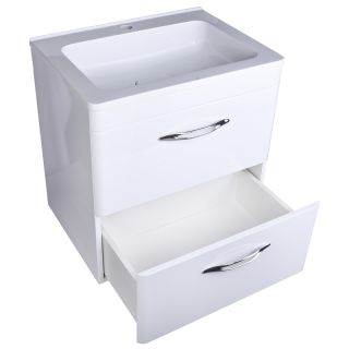 Тумба подвесная под раковину Style Line "Каре 60" СС-00002268  (2 ящ.) Люкс белая, PLUS