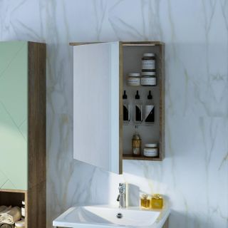 Зеркальный шкаф с подсветкой Бриклаер Кристалл 4627125417221 56 см дуб гранж песочный