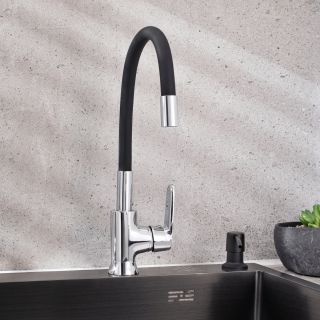 Смеситель для кухни РМС SL123BL-016F-1 хром/чёрный