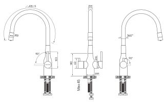 Смеситель для кухни Paulmark Salix Sa213419-GM воронёная сталь