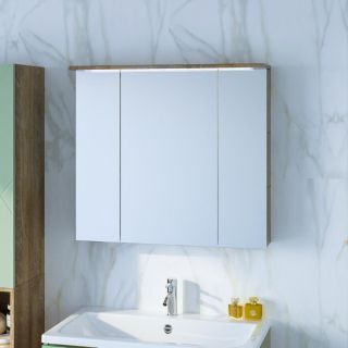 Зеркальный шкаф с подсветкой Бриклаер Кристалл 4627125417238 75 см дуб гранж песочный