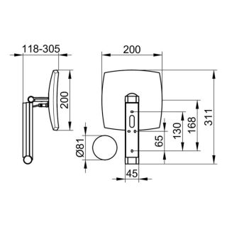 Косметическое зеркало Keuco iLook move 17613139002 с матовым покрытием из черного хрома