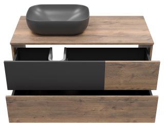 Подвесная тумба под раковину Misty Коломбо 100см левая дуб Галифакс/антрацит