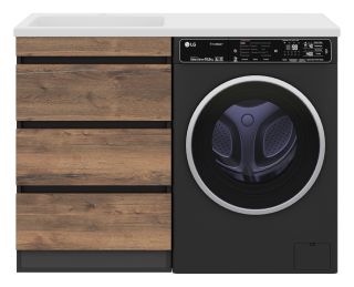 Напольная тумба под раковину Misty Коломбо под стиральную машину 60см дуб Галифакс/антрацит