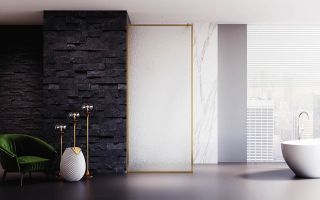 Душевая перегородка Veconi Korato KR-81RG, 800x2000, брашированное золото, стекло дождь