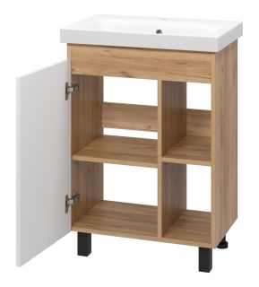 Напольная тумба под раковину Misty Крафт 60см белый/дуб крафт золотой