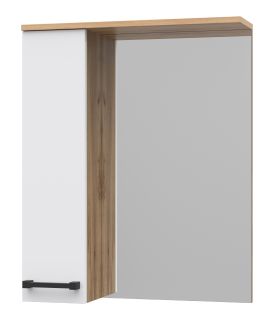 Зеркальный шкаф Misty Крафт 60см левый белый/дуб крафт золотой
