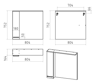 Зеркальный шкаф Misty Крафт 80см левый белый/дуб крафт золотой