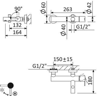 Смеситель для ванны и душа Cezares LEAF-VD-L-01 хром