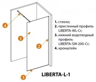 Душевая перегородка CEZARES LIBERTA-L-1-80-120-GR-NERO кронштейн 120см