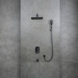 Душевой комплект Lemark Ursus LM7242BL с термостатом чёрный