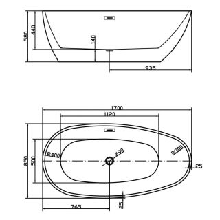Акриловая ванна Swedbe Vita 8806 170x85см белый
