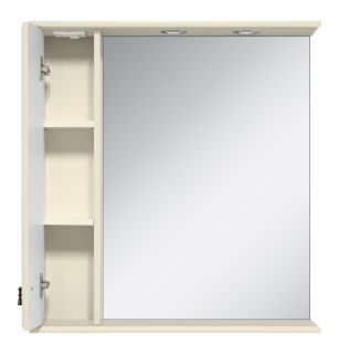 Зеркальный шкаф с подсветкой Misty Лувр 75см левый слоновая кость