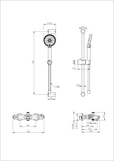 Смеситель для ванны с душевым гарнитуром Wonzon & Woghand WW-C2001-A-BG с термостатом брашированное золото
