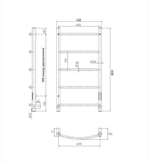 Полотенцесушитель электрический Indigo Arc Lux LCALE80-40BRRt 80x40 см чёрный муар