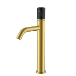 Смеситель для раковины Boheme Stick 122-MG-MR-B золото матовой/чёрный мрамор