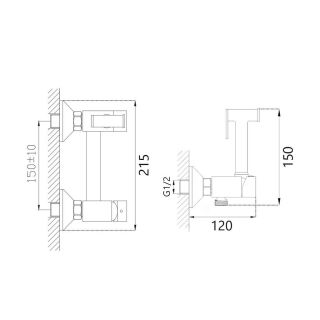 Гигиенический душ со смесителем Maretti Project Black PB30RN69, черный