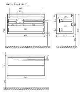 Подвесная тумба под раковину Sancos Marmi 2.0 MR2.0100LECH левая 99см дуб чарльстон