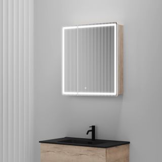 Зеркальный шкаф для ванной с подсветкой Sancos Mirror MI70EG 70 см дуб галифакс натуральный