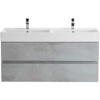 База под раковину Cezares подвесная, под раковину с двумя чашами, с двумя выкатными ящиками, Beton, 1200x460x500, MOLVENO 46-120-2C-SO-2-BET