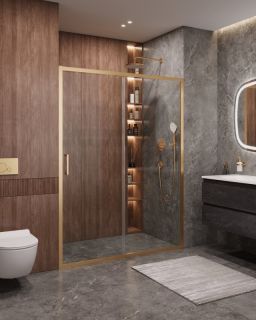 Душевая дверь CEZARES MOLVENO-BF-1-160-C-BORO-IV брашированное золото