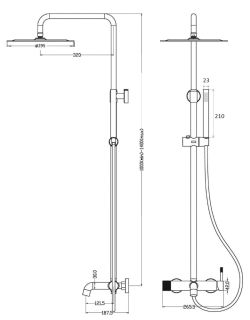Душевая стойка Boheme Uno 468-BRB брашированная бронза