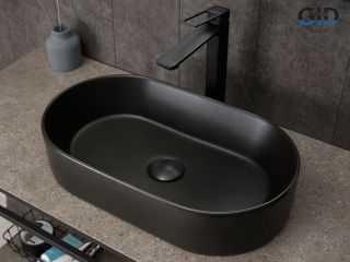 Раковина Gid N9020bg 53379 накладная черная  графит 52.5x30.5x11.5