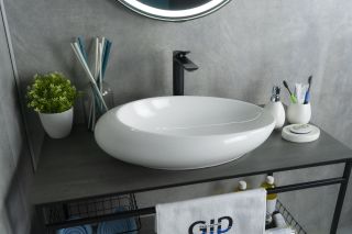 Раковина Gid N9050 51167 накладная белая 59x37x14