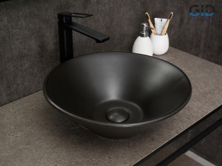 Раковина Gid N9102bg 53383 накладная черная графит 42x42x15