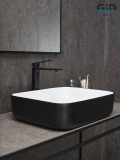 Раковина Gid Nc366 52205 накладная белая / черная 50x39x13