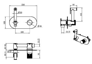 Гигиенический душ Boheme Stick 127-CRCR со смесителем хром