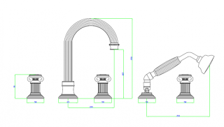Смеситель на борт ванны с выдвижным душем и переключателем Cezares OLIMP-BVD-02-M
