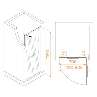 Душевая дверь RGW PA-103 020810308-21 80см хром