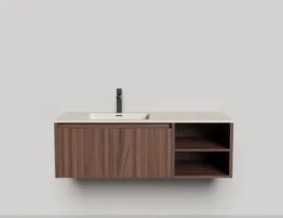 Подвесная тумба Salini Domino 27D212INA 120см шпон с открытой полкой под встраиваемую раковину