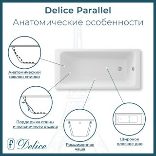 Ванна чугунная Delice Parallel DLR220506-AS 180x80