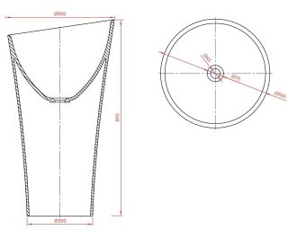 Раковина Montebianco Pisa Cono 11237 50см белый